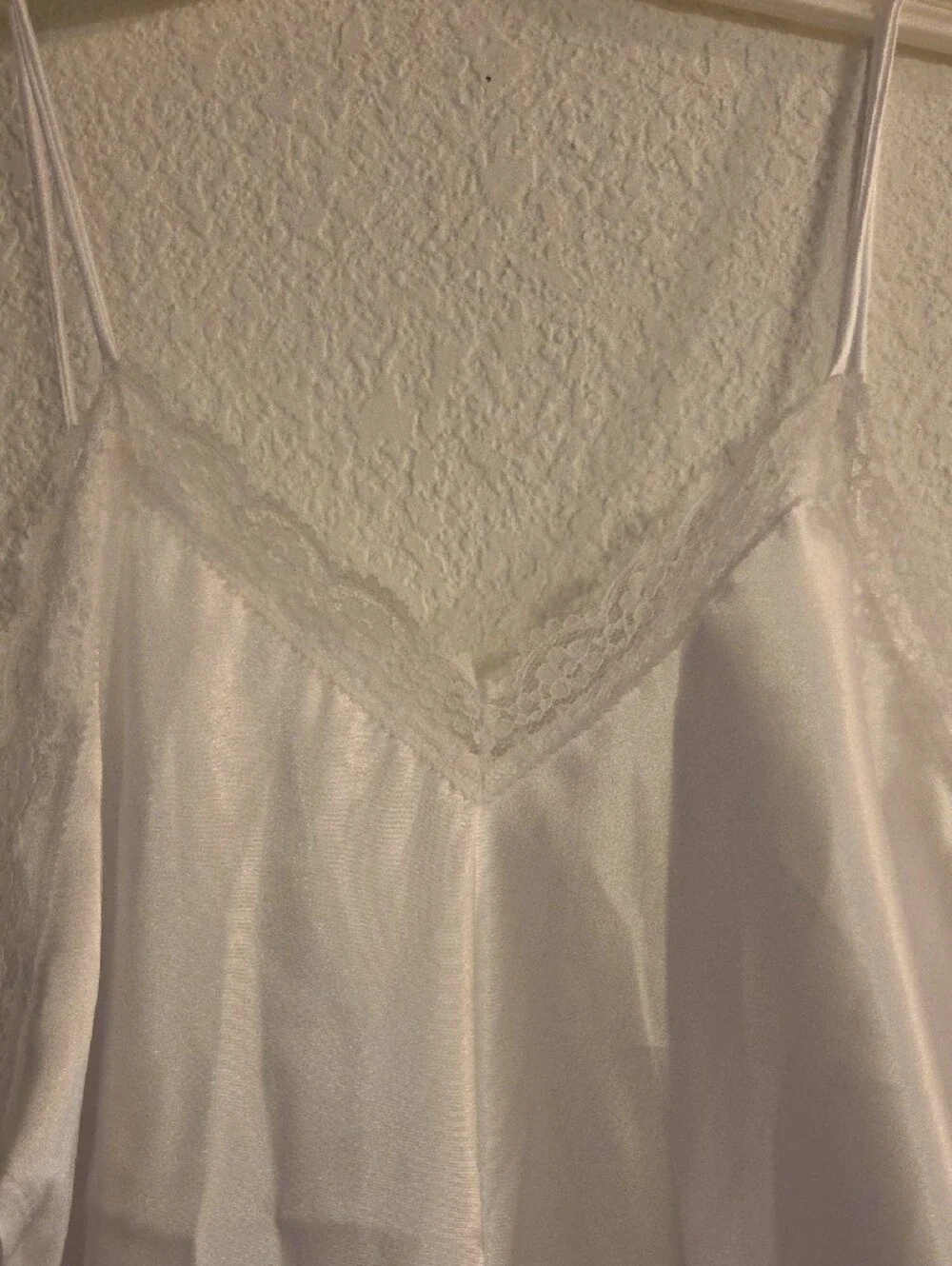 White Satin Lace-Trim Side Tie Sleepwear